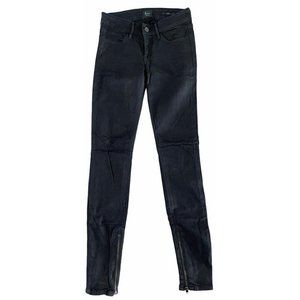Marciano Luxe Denim Womens‎ No. 68 Coated Ankle Zip Slim Skinny Jeans Black 24